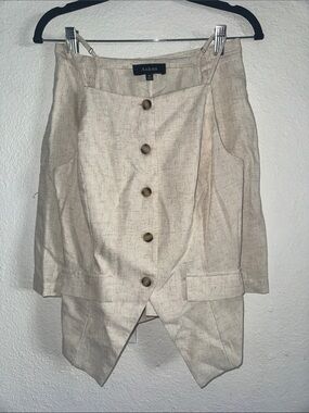 Aakaa Neutral Cream Asymmetrical Button-Front Skirt
